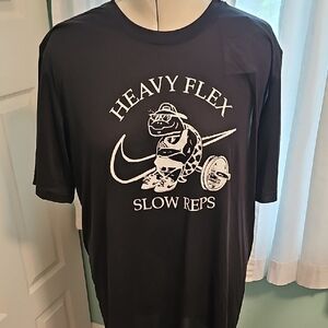 Mens Nike Black Dri-Fit Short Sleeved Tee White Logo Heavy Flex Slow Reps XLTall